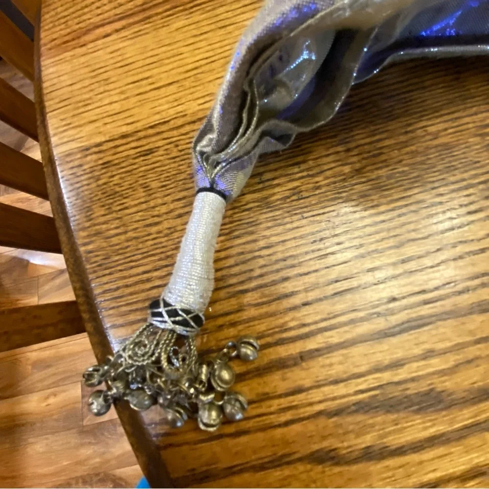 Carole Little metallic scarf, bell like embellishments. - Picture 4 of 4